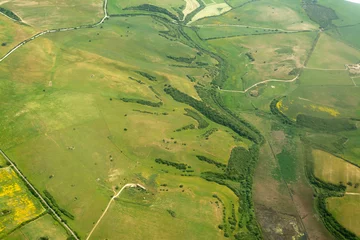 Wallpaper murals Meadow, Swamp Aerial view of fields in springtime in Sardinia