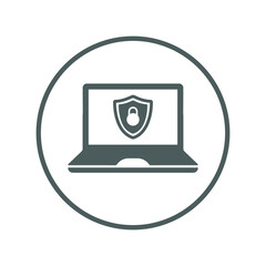 Laptop, security, virus, protection icon. Gray vector design.