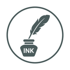 Ink pot, ink, write, pot, draw icon. Gray vector design.