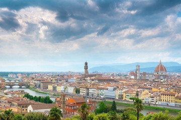 Fototapeta na wymiar Dark sky over Florence cityscape