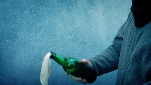 Molotov Cocktail Is Lit And Thrown - Gloved Or Hands Versions
