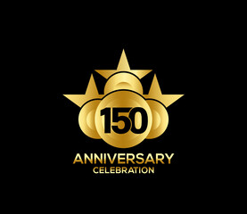 Happy Anniversary of,  150 Years, Bright Color Star Design Shape element, ceremony party Presentation