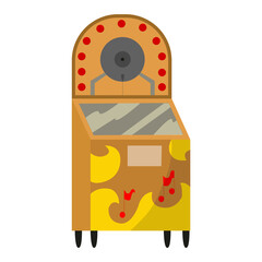 Vintage music object. Retro jukebox. Color symbol design.  illustration design template