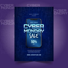 realistic template cyber monday flyer vector design illustration