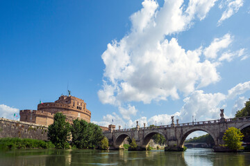Boat ride on the Tiber in Rome.On the river to sail