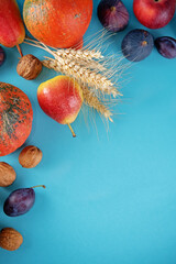 Autumn vegetable and fruit background