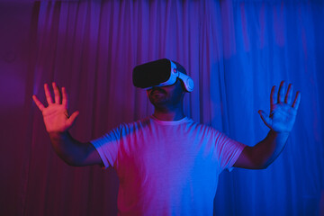 The young man who enters the matrix world with VR glasses will choose the blue pill or the red pill.
