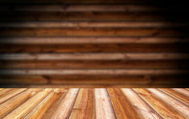 interior of an empty room made of wood, a place for an object or text