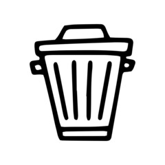 trash bin line vector doodle simple icon