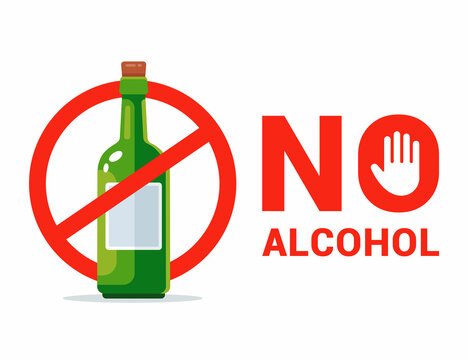 no alcohol symbol. ban on alcohol. no alcohol law. flat vector illustration.