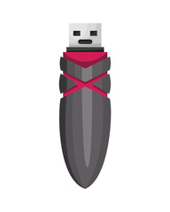 USB flash drive icon. Cartoon symbol. Colored memory stick isolated on white background in flat style