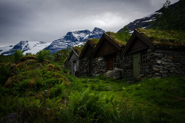 Fototapeta na wymiar Old farm houses in Norway