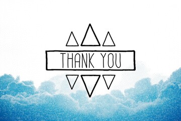 Naklejka premium Thank You Card. Hand Written Lettering with retro background, celebrating,Wedding Invitation, Thank You Message,