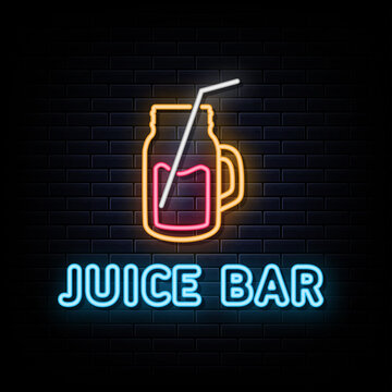 juice bar neon logo sign vector