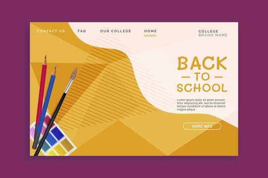 realistic back school vector design illustration landing page template with photo