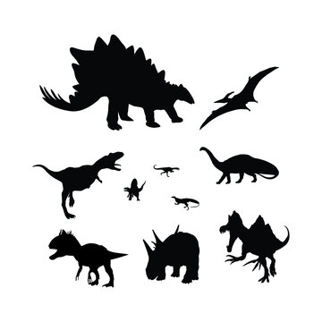 set of dinosaur silhouettes