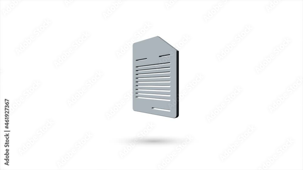 Poster 3d animated flat document icon with shadow isolated on white background. Rotating document icon. 4K video motion graphic animation.