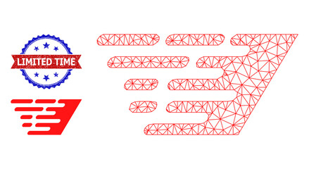 Obraz premium Polygonal rush effect model icon, and bicolor unclean Limited Time watermark. Polygonal wireframe symbol designed with rush effect icon.