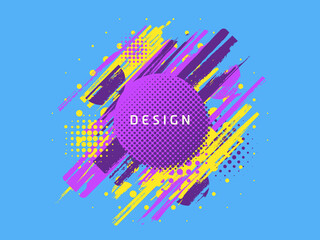 Vector paint brush promotion template design, colorful geometric sale banner