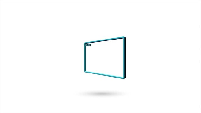 3d animated flat browser window icon with shadow isolated on white background. Rotating browser window icon. 4K video motion graphic animation.