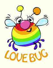 Rainbow smiling love bug