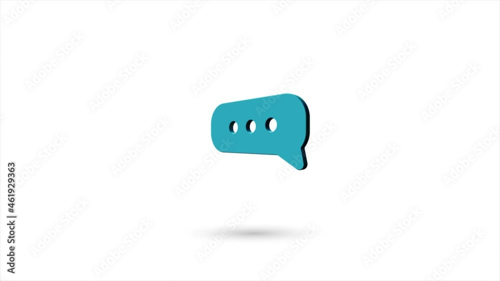 Aufkleber 3d animated flat chat, speech bubble icon with shadow isolated on white background. Rotating chat, speech bubble icon. 4K video motion graphic animation.