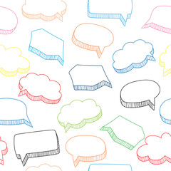 Cartoon speech bubbles seamless pattern in hand drawn style, vector illustration