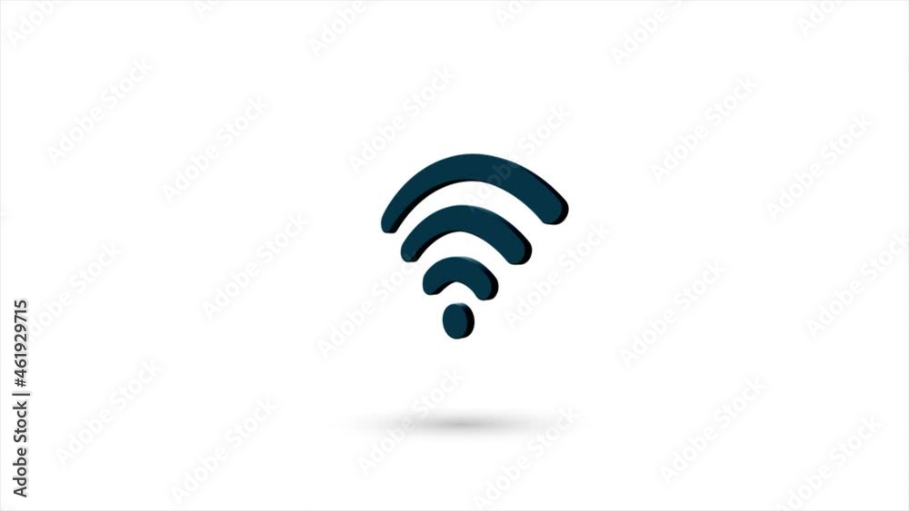 Aufkleber 3d animated flat wi-fi icon with shadow isolated on white background. rotating wifi icon. 4k video m