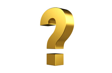 Golden Question mark sign on white background 
