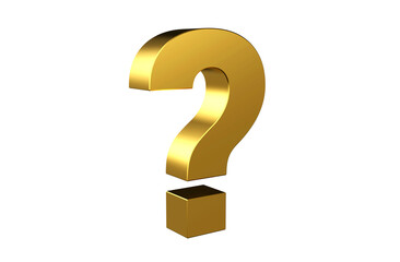 Golden Question mark sign on white background 