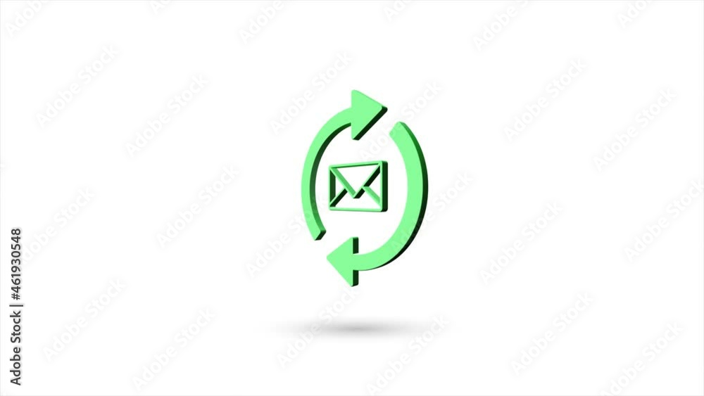 Aufkleber 3d animated flat outgoing and incoming message icon with shadow isolated on white background. Rotating mail video motion graphic animation.