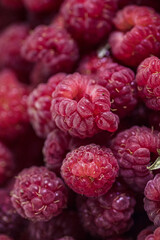 red ripe raspberries close-up