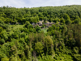 Fototapeta na wymiar Aerial view of Albotin Rock Monastery, Bulgaria