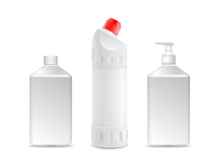 Plastic bottle with cleaner product. Mock-up vector illustration