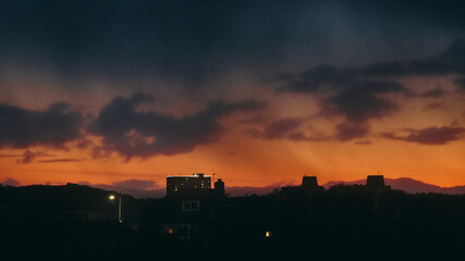 sunset over the city