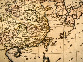 Fototapeta na wymiar アンティークの古地図　東アジア