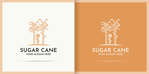 sugarcane logo design use line art style