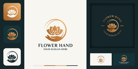 floral hand modern vintage logo design and business card