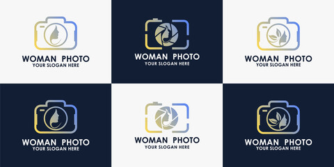 Fototapeta na wymiar set of beauty camera woman logo design