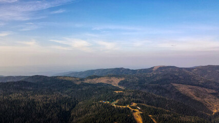 Mountain range, aerial, evening, sun rays, clouds, cliffs