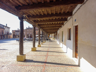 Medieval square in Saldaña, Palencia, Spain