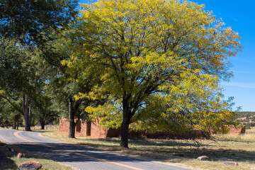 Naklejka premium Scenic drive in fall into Abo ruins of Salinas Pueblo Missions National Monument in New Mexico