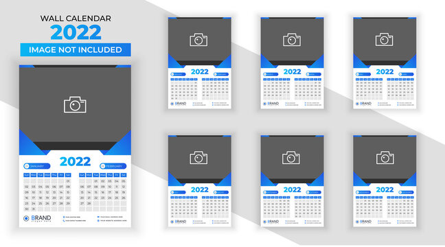 Colorful business wall calendar design template Premium Vector