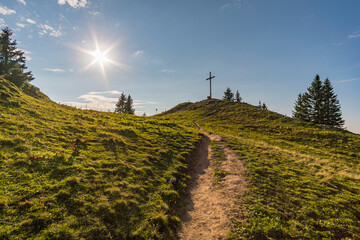 Sunset hike to the Hochgrat on the Nagelfluhkette near Oberstaufen