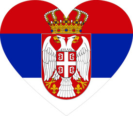 Naklejka premium Flag of Serbia inside heart shape