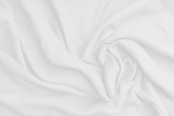 Obraz premium Top view of white texture cloth background. The white fabric pattern curve wave on the sea abstract background.