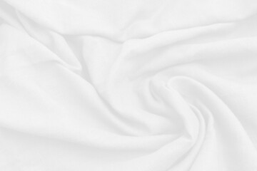 Fototapeta premium The white fabric pattern curve wave on the sea abstract background. Top view of white texture cloth background.