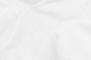 White fabric linen texture background abstract with soft waves..Top view flat lay white fabric linen is luxurious.