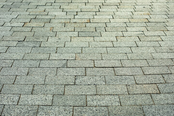 The repetitive texture of the stone in the pedestrian zone.