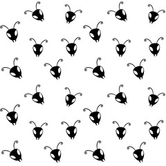 Seamless black and white insect heads pattern background